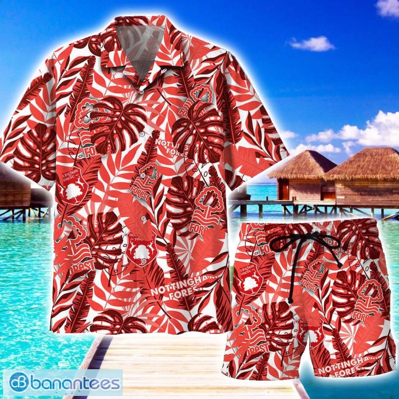 nottingham forest epl hawaiian shirt and beach shorts for fans summer gift image Nottingham Forest EPL Hawaiian Shirt And Beach Shorts For Fans Summer Gift Product Photo 1