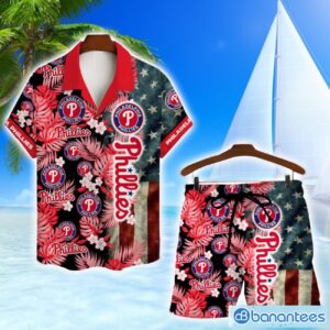 Philadelphia Phillies MLB US Flag Summer Tropical Hawaiian Shirt And Shorts Product Photo 1