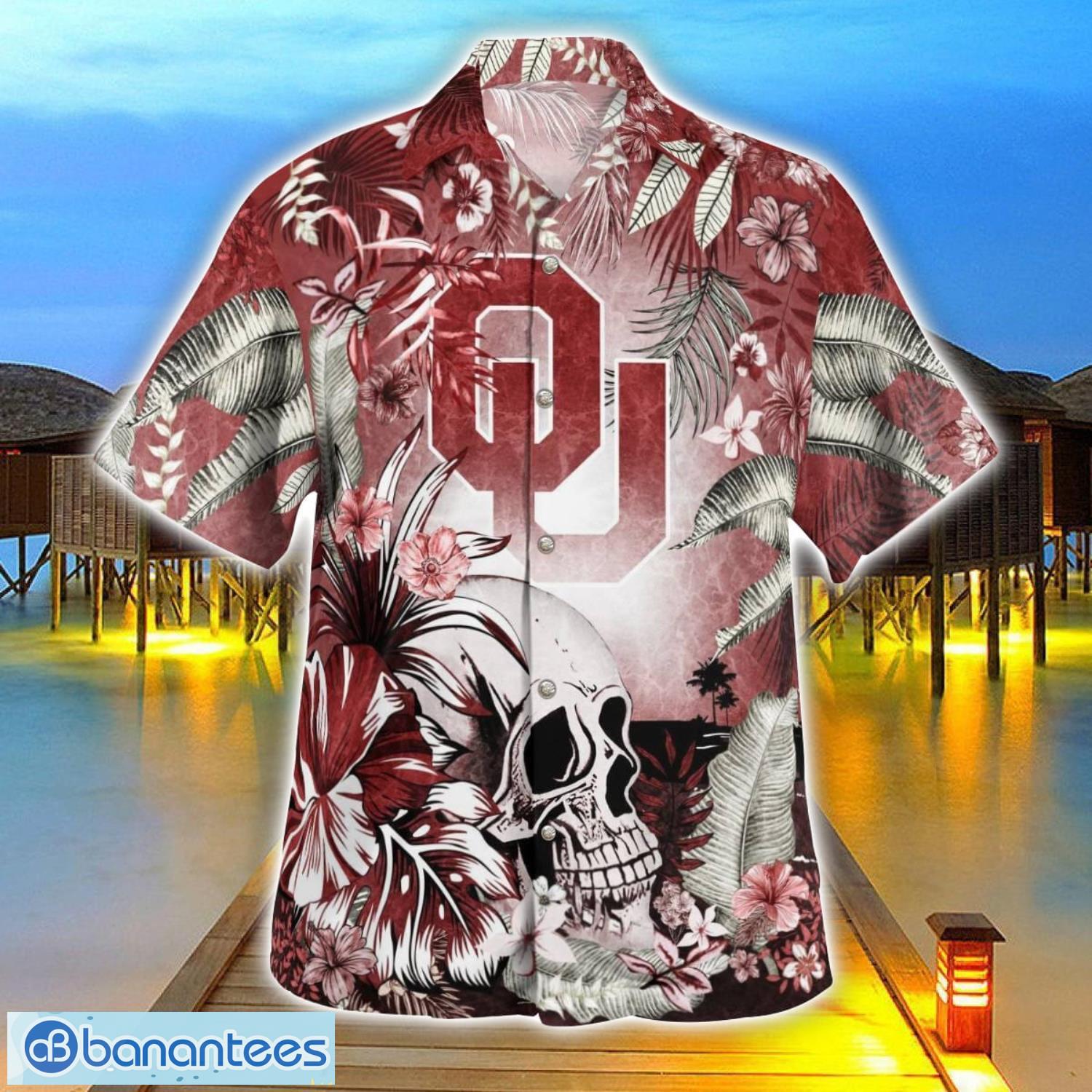 oklahoma sooners tropical floral skull 3d hawaiian shirt beach shirt halloween gift 2 image Oklahoma Sooners Tropical Floral Skull 3D Hawaiian Shirt Beach Shirt Halloween Gift Product Photo 3