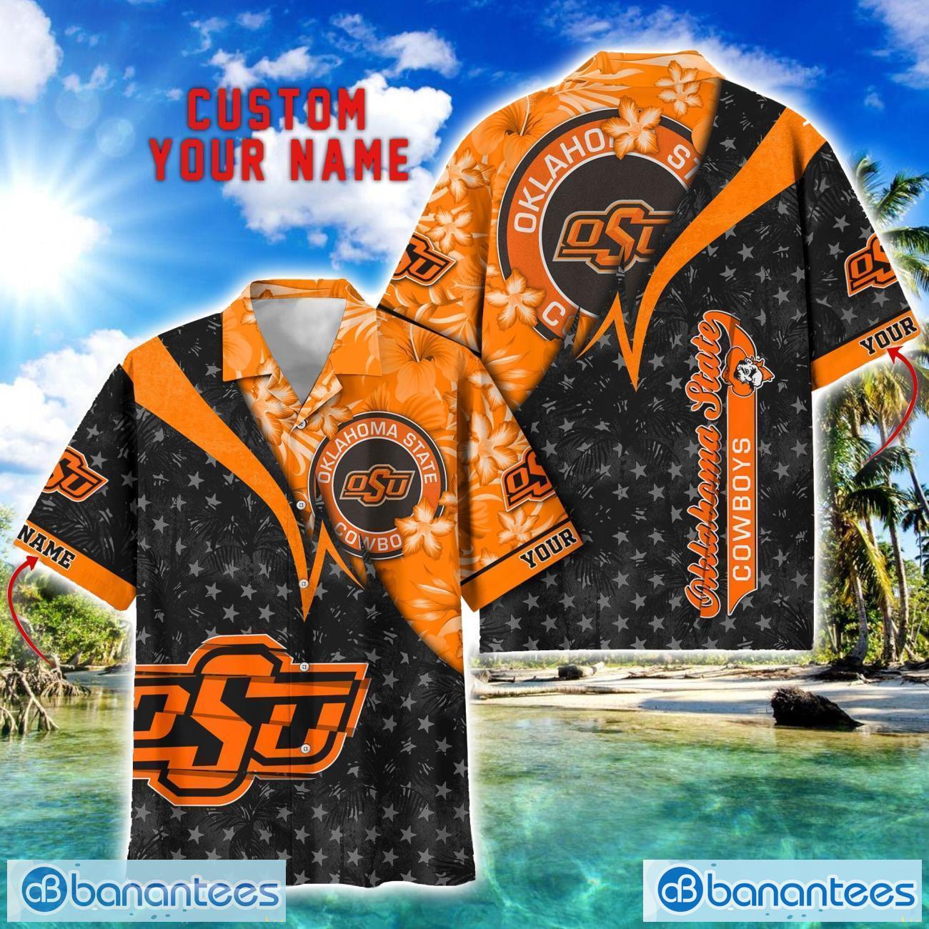 oklahoma state cowboys hawaii shirt vintage coconut pattern tropical hawaiian football beach shirts custom name image Oklahoma State Cowboys Hawaii Shirt Vintage coconut Pattern Tropical Hawaiian Football Beach Shirts Custom Name Product Photo 1