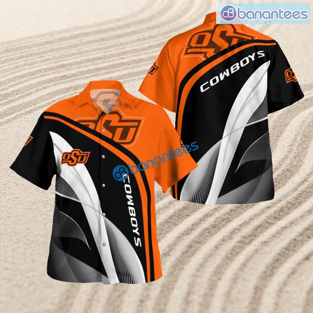 oklahoma state cowboys primary logo 3d print button down hawaiian shirt gift beach image Oklahoma State Cowboys Primary Logo 3D Print Button Down Hawaiian Shirt Gift Beach Product Photo 1