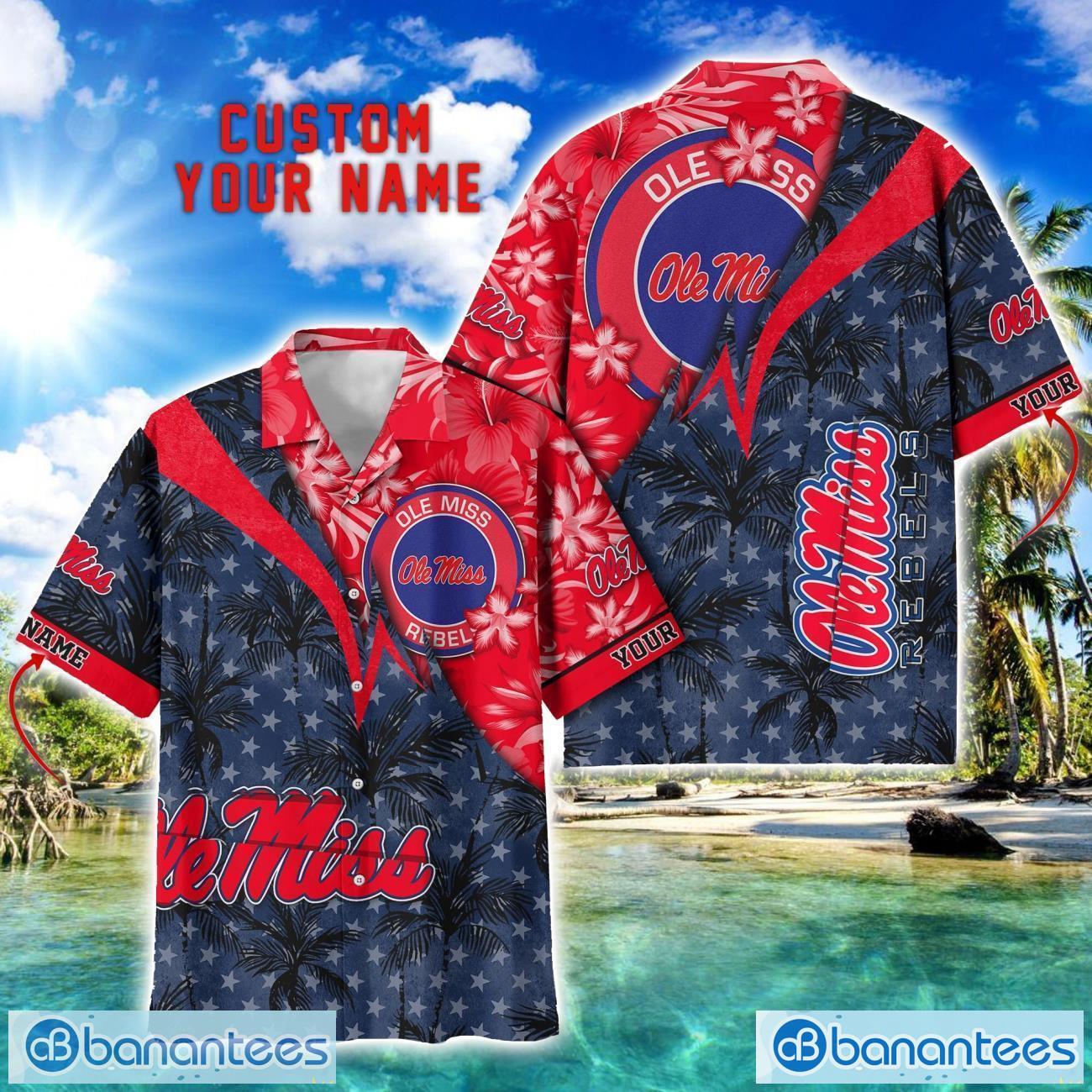 ole miss rebels hawaii shirt vintage coconut pattern tropical hawaiian football beach shirts custom name image Ole Miss Rebels Hawaii Shirt Vintage coconut Pattern Tropical Hawaiian Football Beach Shirts Custom Name Product Photo 1