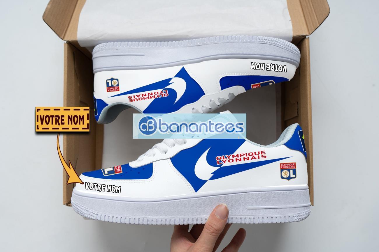 olympique lyonnais air force shoes custom name gift for fans af1 sneakers image Olympique Lyonnais Air Force Shoes Custom Name Gift For Fans AF1 Sneakers Product Photo 1