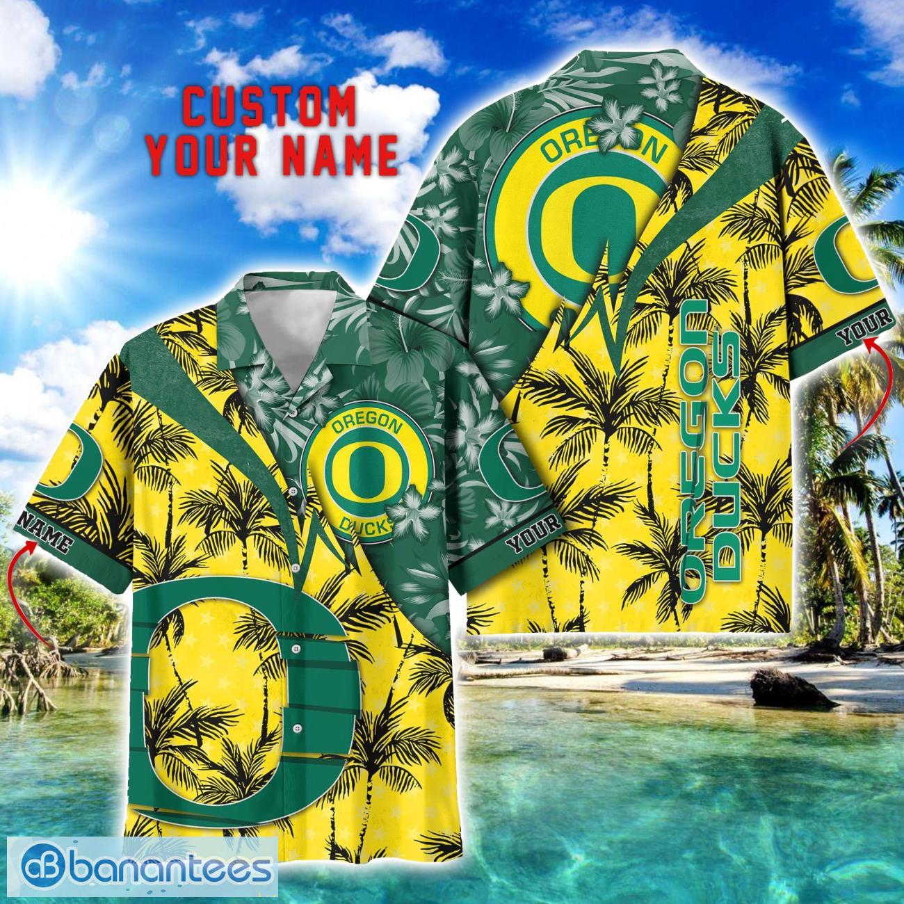 oregon ducks hawaii shirt vintage coconut pattern tropical hawaiian football beach shirts custom name image Oregon Ducks Hawaii Shirt Vintage coconut Pattern Tropical Hawaiian Football Beach Shirts Custom Name Product Photo 1