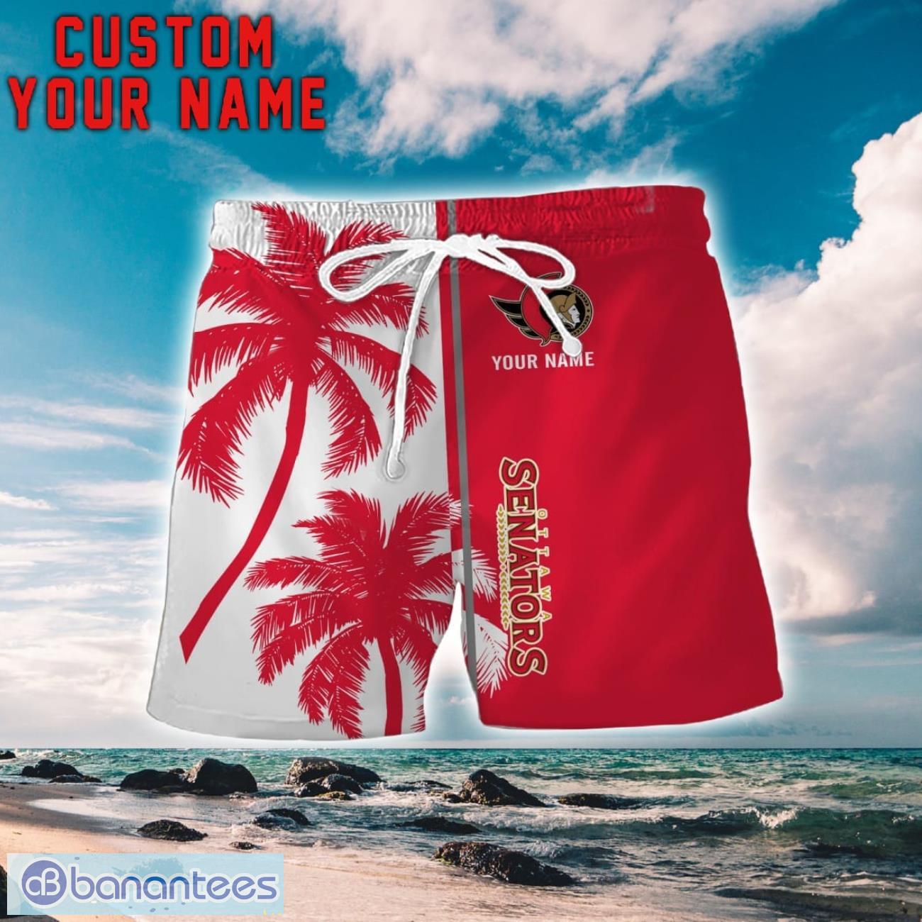 ottawa senators coconut pattern hawaiian shirt and shorts personalized name unique gift for summer 1 image Ottawa Senators Coconut Pattern Hawaiian Shirt And Shorts Personalized Name Unique Gift For Summer Product Photo 2