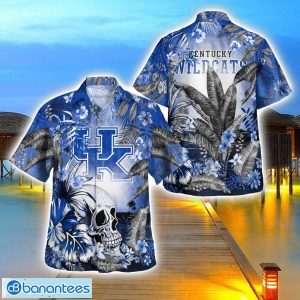 Kentucky Wildcats Tropical Floral Skull 3D Hawaiian Shirt Beach Shirt Halloween Gift Product Photo 1