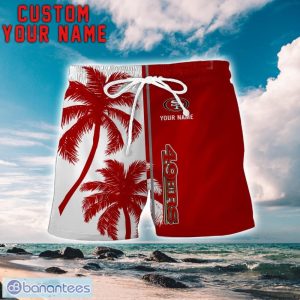 San Francisco 49ers Coconut Pattern Hawaiian Shirt And Shorts Personalized Name Unique Gift For Summer Product Photo 2