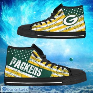 Green Bay Packers Custom America Flag Italic Vintage Style High Top Shoes Product Photo 1