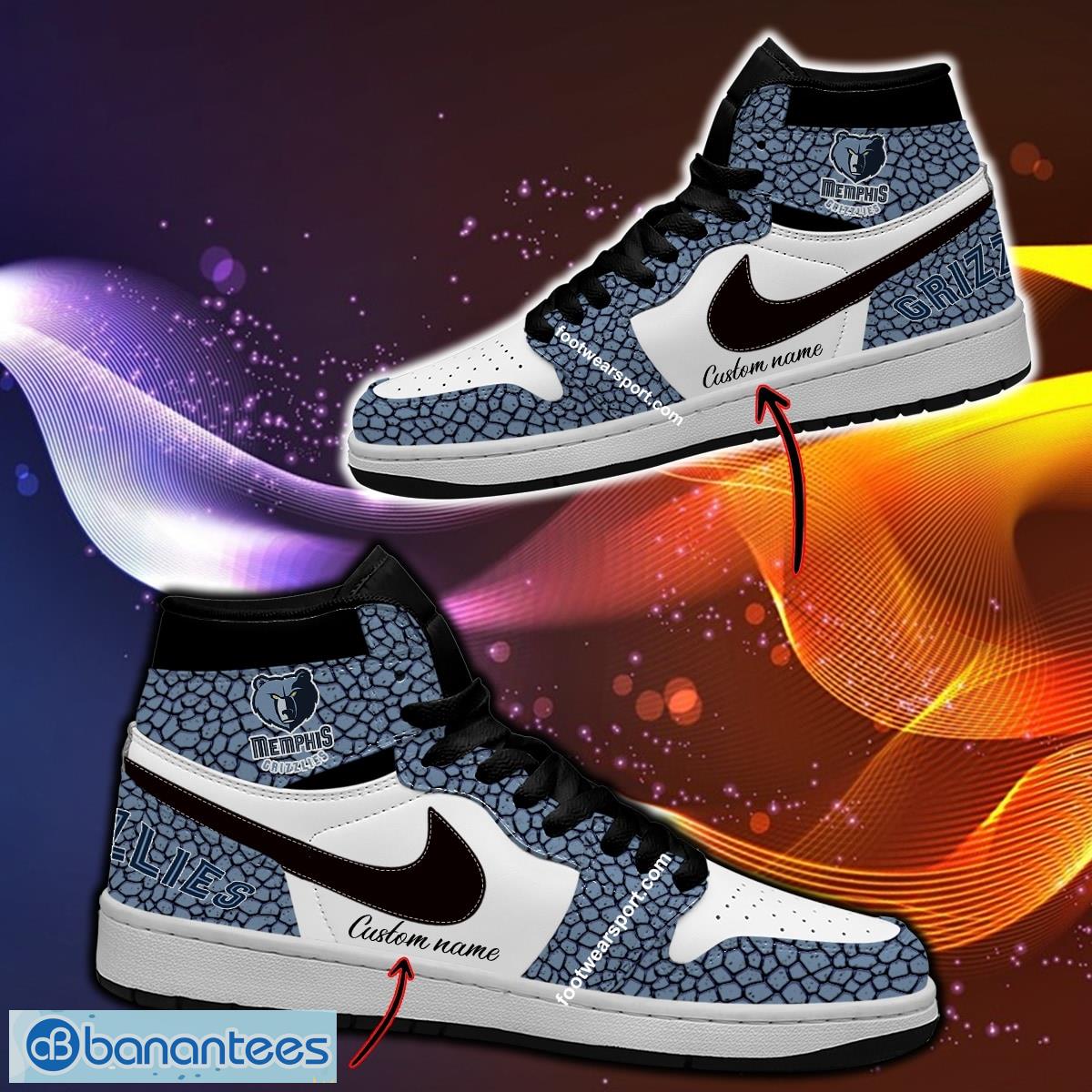 personalized nba memphis grizzlies air jordan 1 hightop shoes glass for men women image Personalized NBA Memphis Grizzlies Air Jordan 1 Hightop Shoes Glass For Men Women - Personalized NBA Memphis Grizzlies Air Jordan 1 Sneakers Glass Hightop Shoes Photo 1