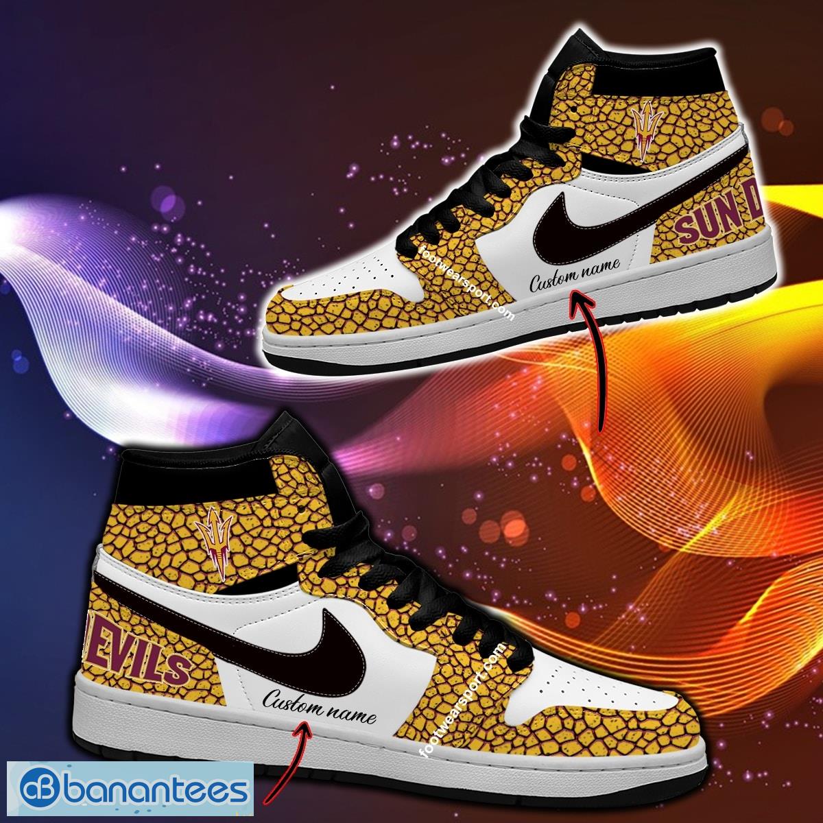 personalized ncaa arizona state sun devils air jordan 1 hightop shoes glass for big fans image Personalized NCAA Arizona State Sun Devils Air Jordan 1 Hightop Shoes Glass For Big Fans - Personalized NCAA Arizona State Sun Devils Air Jordan 1 Sneakers Glass Hightop Shoes Photo 1
