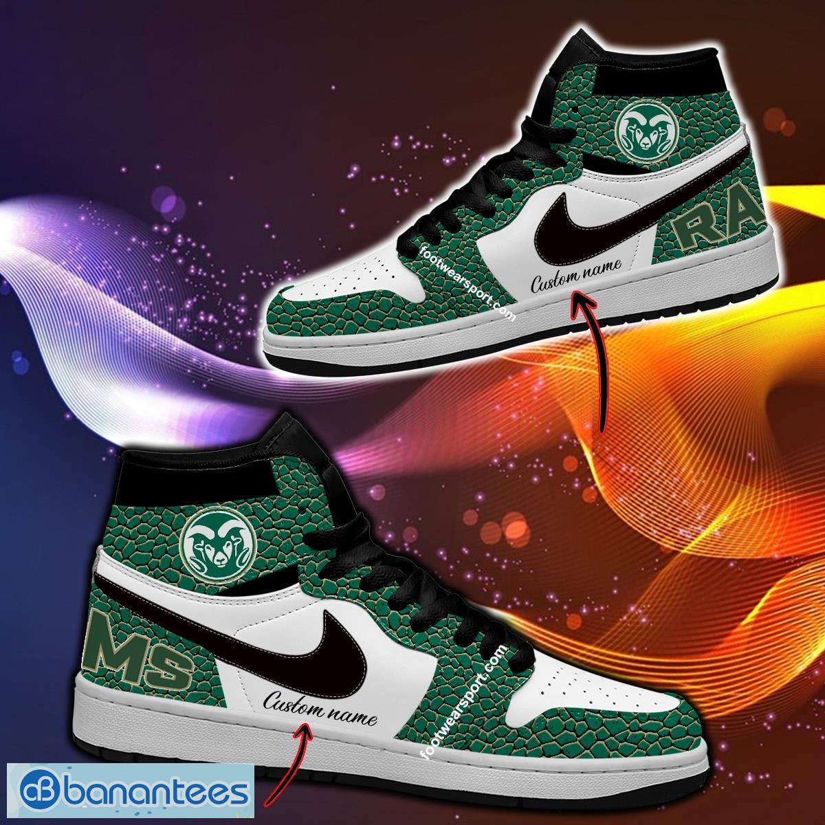 personalized ncaa colorado state rams air jordan 1 hightop shoes glass gift for men women fans image Personalized NCAA Colorado State Rams Air Jordan 1 Hightop Shoes Glass Gift For Men Women Fans - Personalized NCAA Colorado State Rams Air Jordan 1 Sneakers Glass Hightop Shoes Photo 1