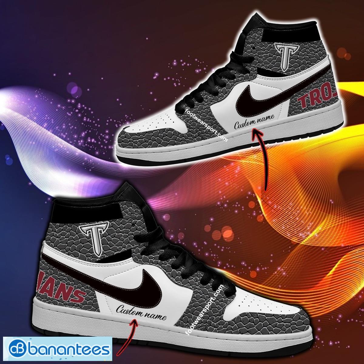 personalized ncaa troy trojans air jordan 1 hightop shoes glass for fans gift image Personalized NCAA Troy Trojans Air Jordan 1 Hightop Shoes Glass For Fans Gift - Personalized NCAA Troy Trojans Air Jordan 1 Sneakers Glass Hightop Shoes Photo 1