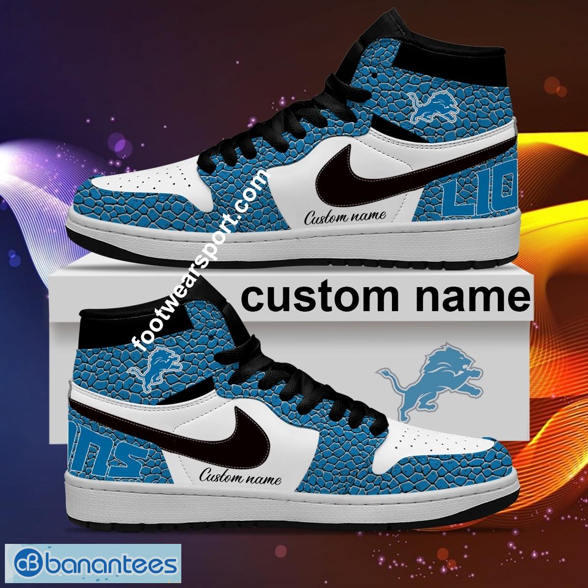 Personalized NFL Detroit Lions Air Jordan 1 Hightop Shoes Glass Full ...