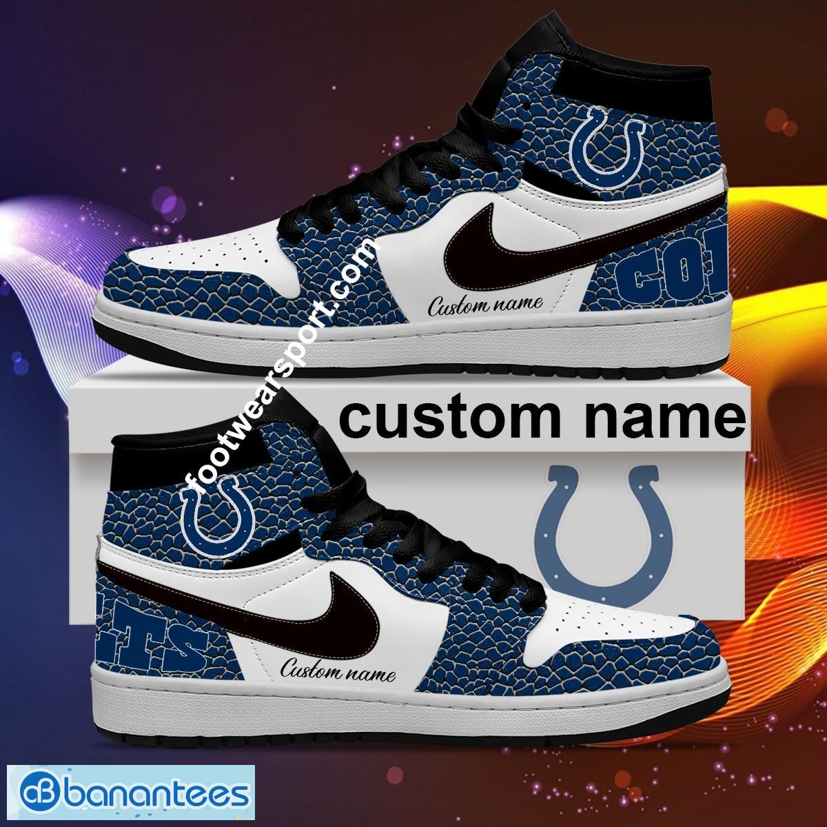 personalized nfl indianapolis colts air jordan 1 hightop shoes glass all over print 1 image Personalized NFL Indianapolis Colts Air Jordan 1 Hightop Shoes Glass All Over Print - Personalized NFL Indianapolis Colts Air Jordan 1 Sneakers Glass Hightop Shoes Photo 2