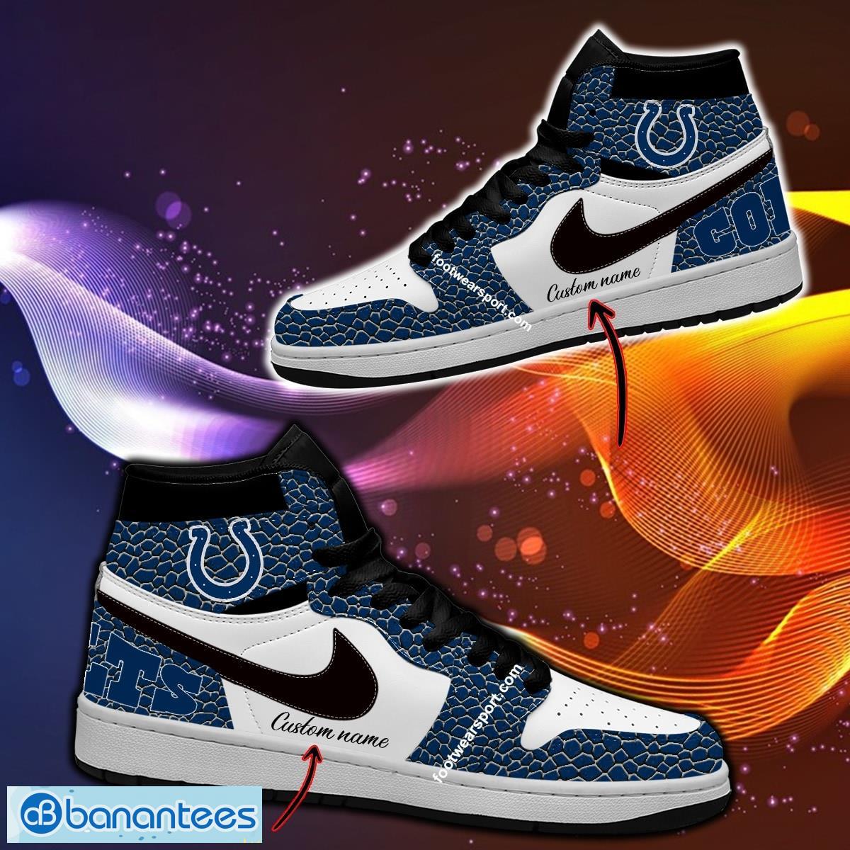 personalized nfl indianapolis colts air jordan 1 hightop shoes glass all over print image Personalized NFL Indianapolis Colts Air Jordan 1 Hightop Shoes Glass All Over Print - Personalized NFL Indianapolis Colts Air Jordan 1 Sneakers Glass Hightop Shoes Photo 1