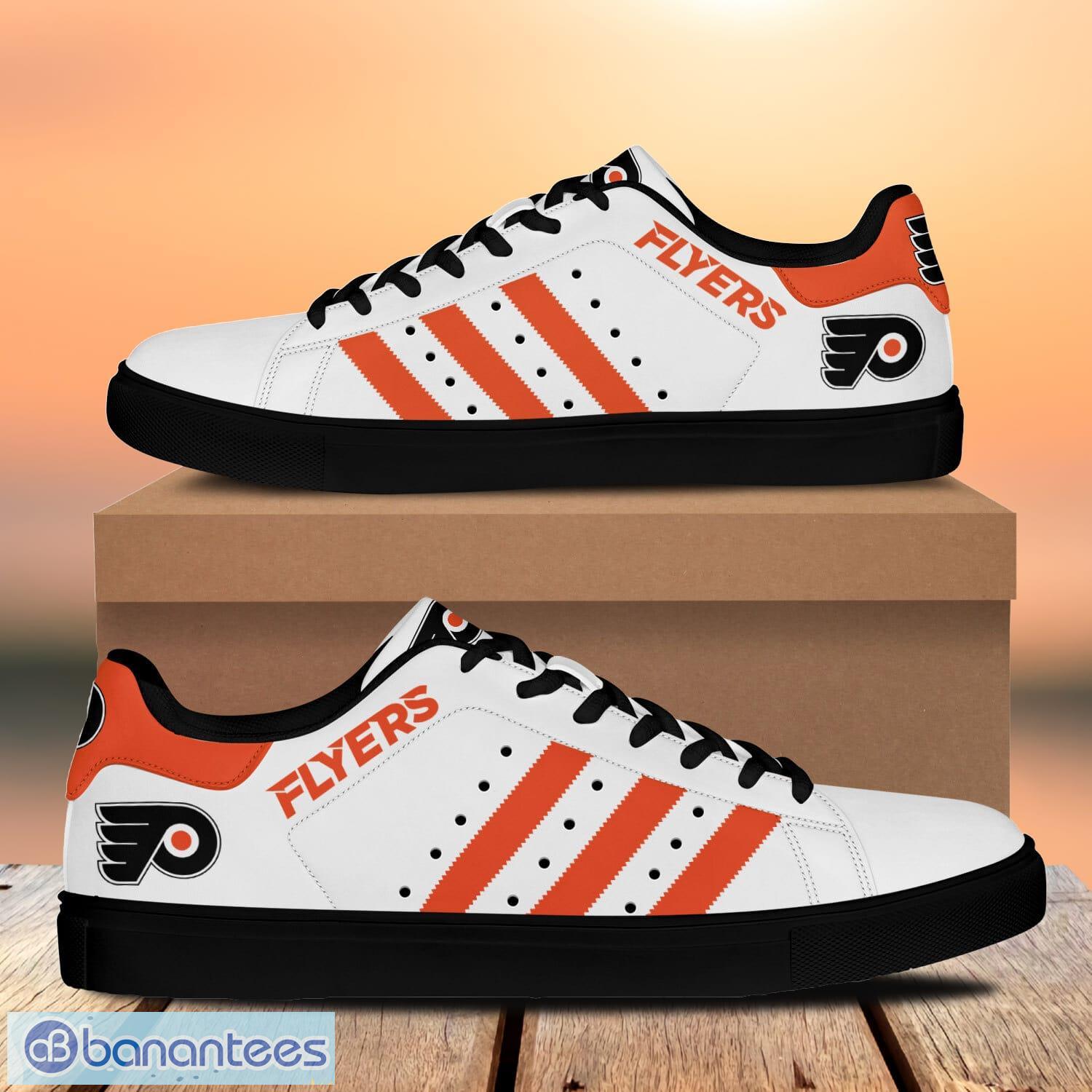 philadelphia flyers low top skate shoes stan smith shoes orange striped 2 image Philadelphia Flyers Low Top Skate Shoes Stan Smith Shoes Orange Striped Product Photo 3