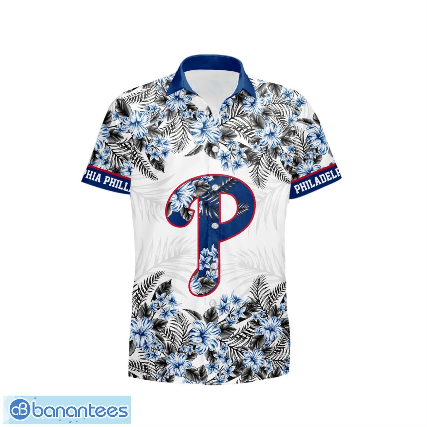 philadelphia phillies hibiscus plumeria flower 3d printed hawaiian shirt 1 image Philadelphia Phillies Hibiscus Plumeria Flower 3D Printed Hawaiian Shirt Product Photo 2