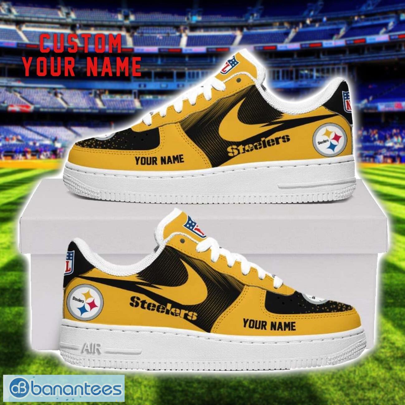 pittsburgh steelers custom name air force shoes sneakers for men women gift image Pittsburgh Steelers Custom Name Air Force Shoes Sneakers For Men Women Gift Product Photo 1