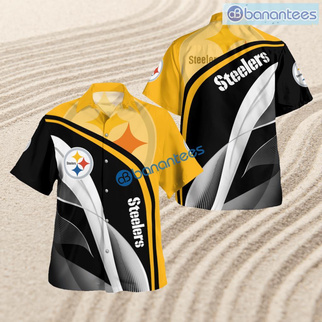 pittsburgh steelers primary logo 3d print button down hawaiian shirt gift beach image Pittsburgh Steelers Primary Logo 3D Print Button Down Hawaiian Shirt Gift Beach Product Photo 1