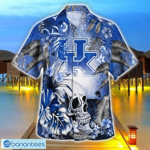Kentucky Wildcats Tropical Floral Skull 3D Hawaiian Shirt Beach Shirt Halloween Gift Product Photo 3