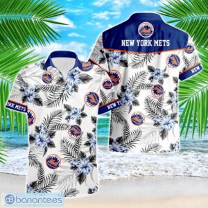 New York Mets Tropical Floral Logo Hawaiian Shirt Product Photo 1