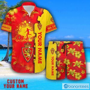 Real Zaragoza Tropical Combo Hawaiian Shirt And Shorts Personalized Name For Fans Product Photo 1