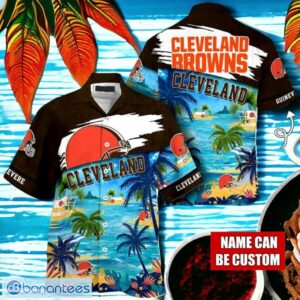 NFL Cleveland Browns Logo Fans Love Custom Your Name Hawaiian Shirt Full Over Print Product Photo 1