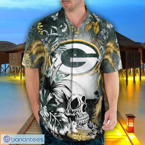 Green Bay Packers Tropical Floral Skull 3D Hawaiian Shirt Beach Shirt Halloween Gift Product Photo 4