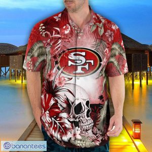 San Francisco 49ers Tropical Floral Skull 3D Hawaiian Shirt Beach Shirt Halloween Gift Product Photo 4