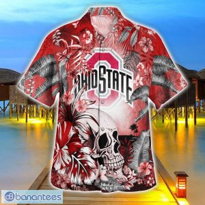 Ohio State Buckeyes Tropical Floral Skull 3D Hawaiian Shirt Beach Shirt Halloween Gift Product Photo 3