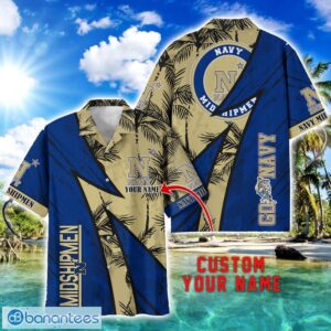 Navy Midshipmen AOP Hawaiian Shirt Beach Summer Shirt Personalized Name For fans Product Photo 1