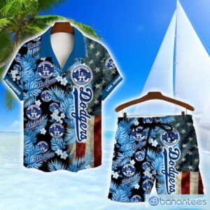 Los Angeles Dodgers MLB US Flag Summer Tropical Hawaiian Shirt And Shorts Product Photo 1