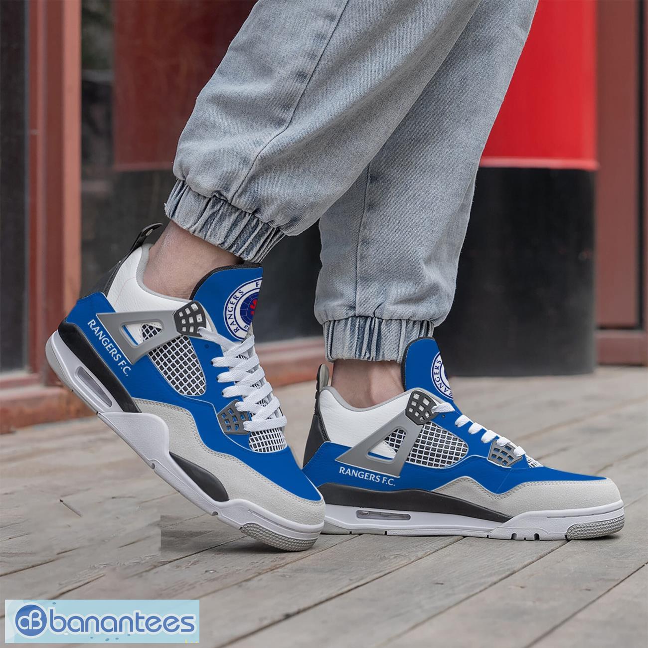 rangers fc air jordan 4 shoes men and women sneakers gift 1 image Rangers F.C. Air Jordan 4 Shoes Men And Women Sneakers Gift Product Photo 2