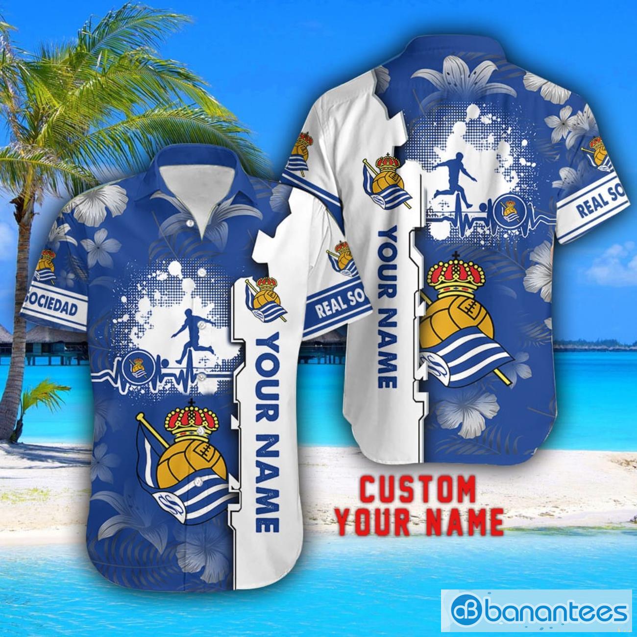 real sociedad tropical combo hawaiian shirt and shorts personalized name for fans 1 image Real Sociedad Tropical Combo Hawaiian Shirt And Shorts Personalized Name For Fans Product Photo 2