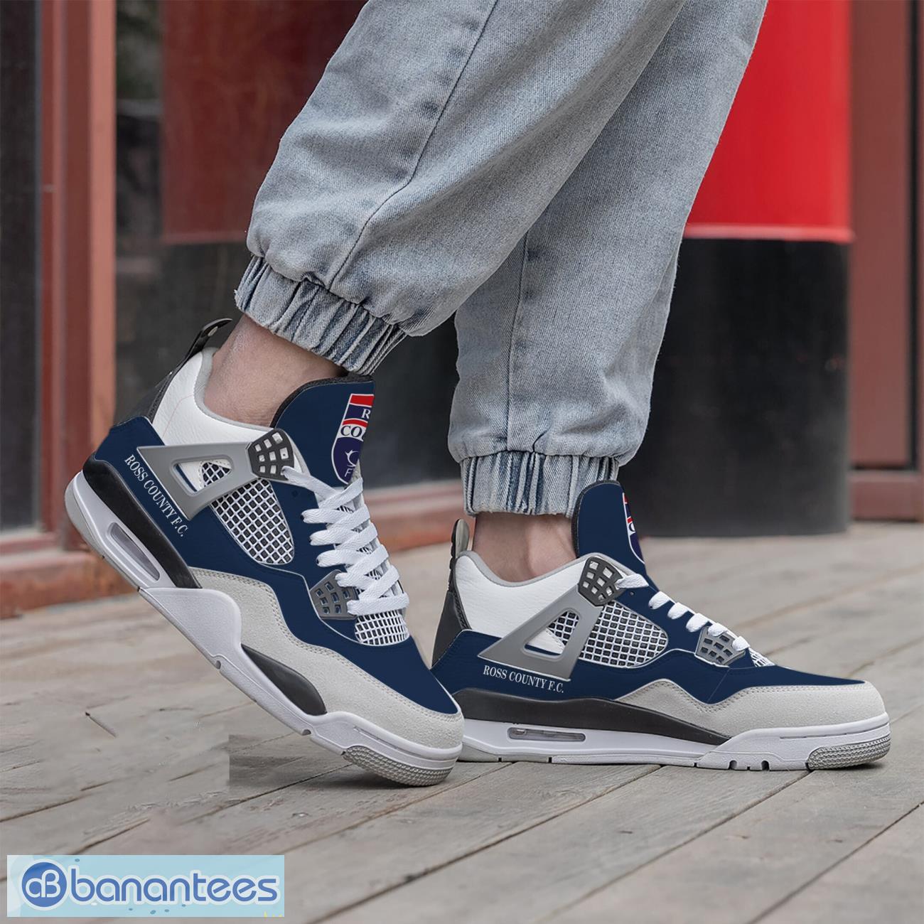 ross county fc air jordan 4 shoes men and women sneakers gift 1 image Ross County F.C. Air Jordan 4 Shoes Men And Women Sneakers Gift Product Photo 2
