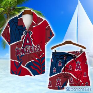 Los Angeles Angels Team Logo Colorful Pattern Hawaiian Shirt And Shorts Set Product Photo 1