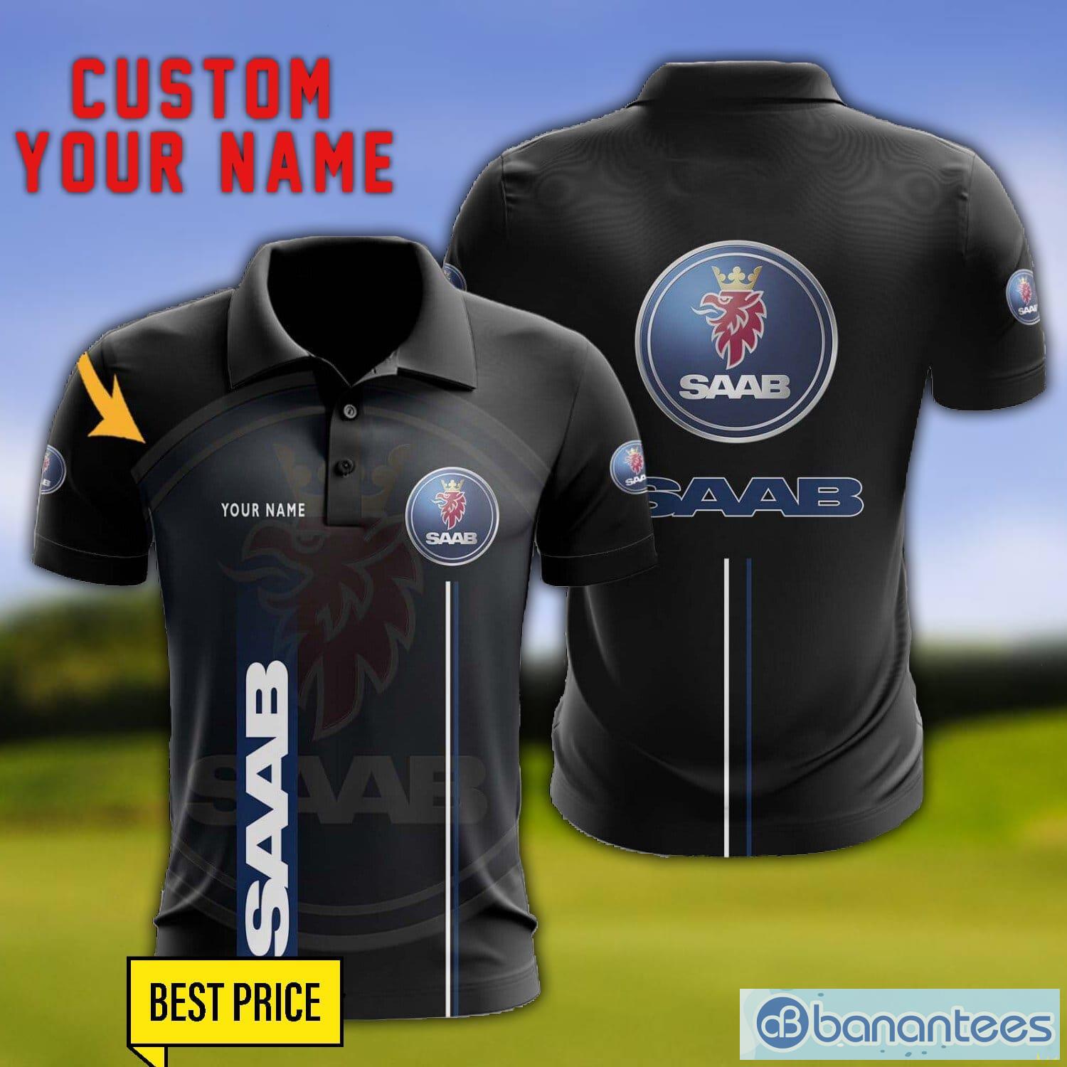 saab 3d polo shirt personalized name for fans black polo shirt image Saab 3D Polo Shirt Personalized Name For Fans Black Polo Shirt Product Photo 1