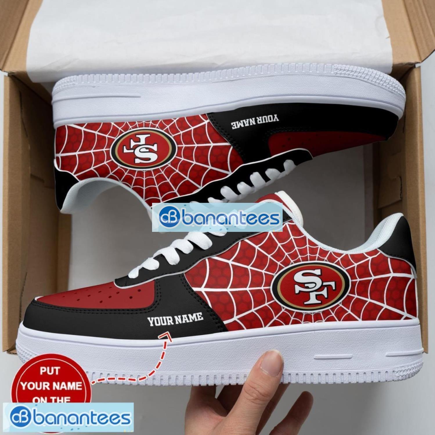 san francisco 49ers custom name 3d air force shoes af1 shoes personalized sneakers for fans 1 image San Francisco 49ers Custom Name 3D Air Force Shoes AF1 Shoes Personalized Sneakers For Fans Product Photo 2