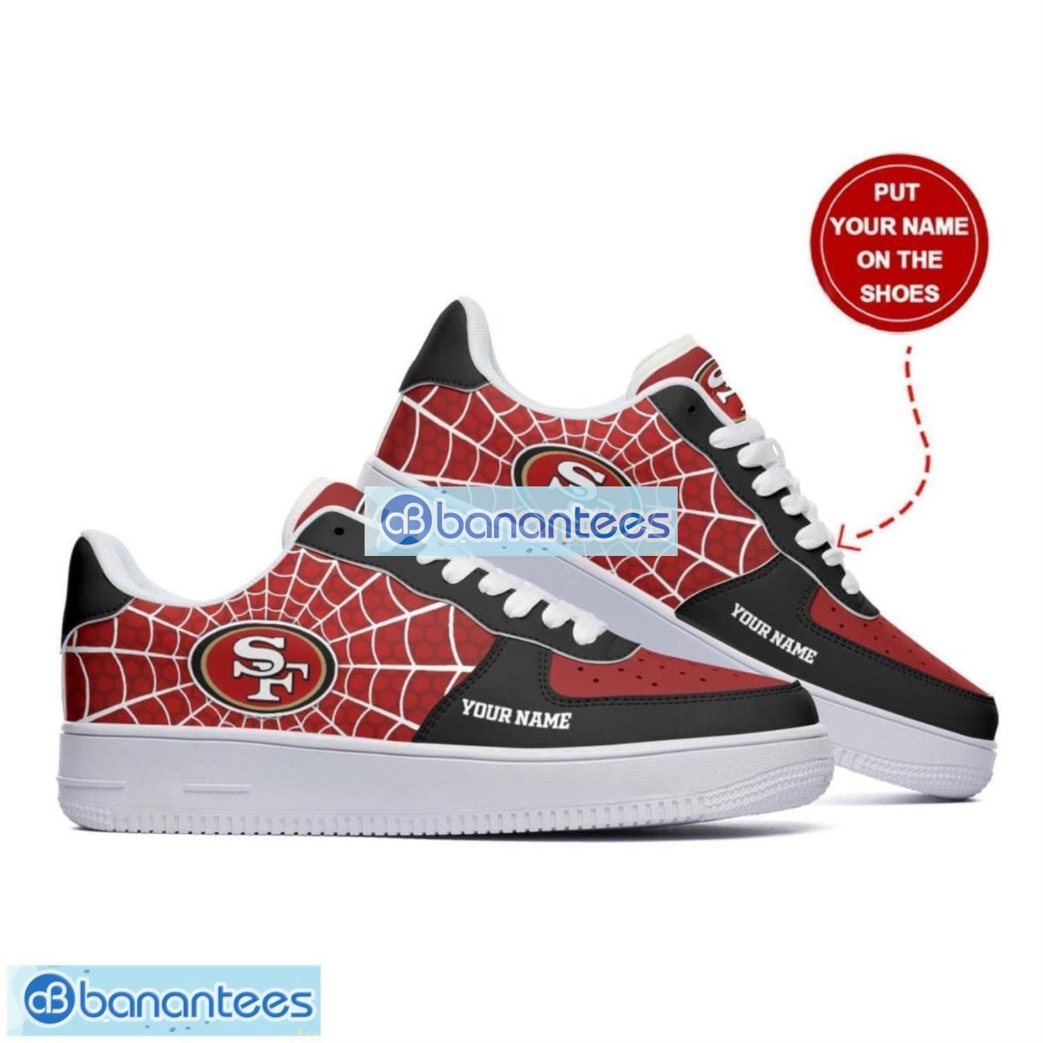 san francisco 49ers custom name 3d air force shoes af1 shoes personalized sneakers for fans image San Francisco 49ers Custom Name 3D Air Force Shoes AF1 Shoes Personalized Sneakers For Fans Product Photo 1