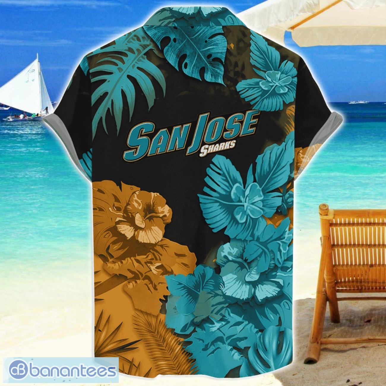 san jose sharks skull flower hawaiian shirt nhl halloween gift for sports fans 1 image San Jose Sharks Skull Flower Hawaiian Shirt NHL Halloween Gift For Sports Fans Product Photo 2