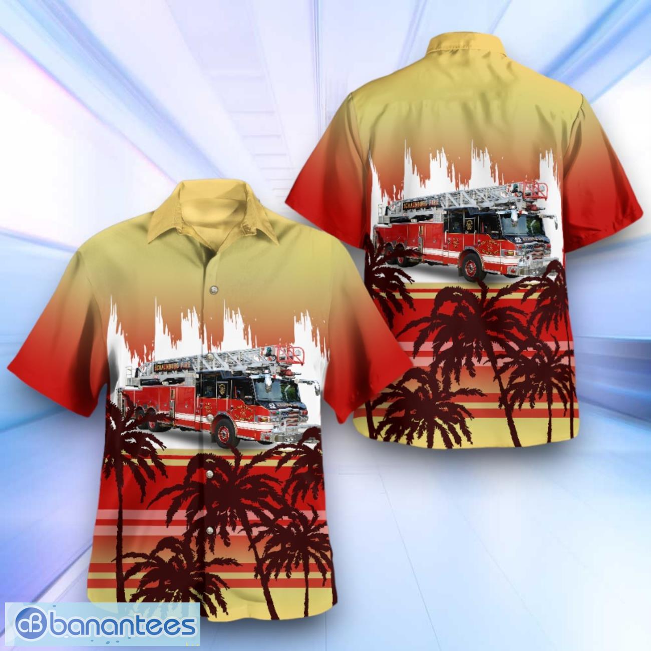schaumburg illinois schaumburg fire department truck 52 hawaiian shirt image Schaumburg, Illinois, Schaumburg Fire Department Truck 52 Hawaiian Shirt Product Photo 1
