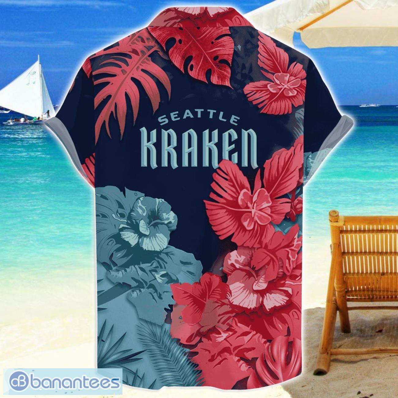 seattle kraken skull flower hawaiian shirt nhl halloween gift for sports fans 1 image Seattle Kraken Skull Flower Hawaiian Shirt NHL Halloween Gift For Sports Fans Product Photo 2