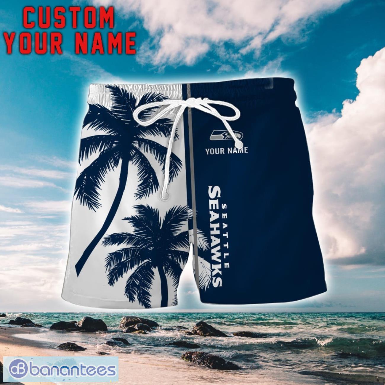 seattle seahawks coconut pattern hawaiian shirt and shorts personalized name unique gift for summer 1 image Seattle Seahawks Coconut Pattern Hawaiian Shirt And Shorts Personalized Name Unique Gift For Summer Product Photo 2