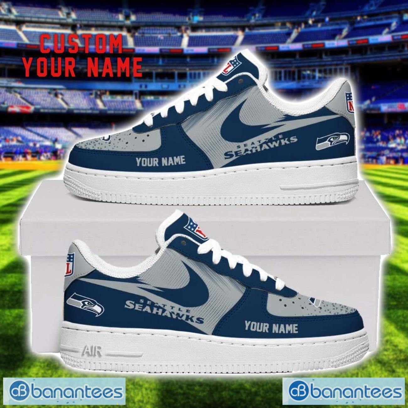 seattle seahawks custom name air force shoes sneakers for men women gift image Seattle Seahawks Custom Name Air Force Shoes Sneakers For Men Women Gift Product Photo 1