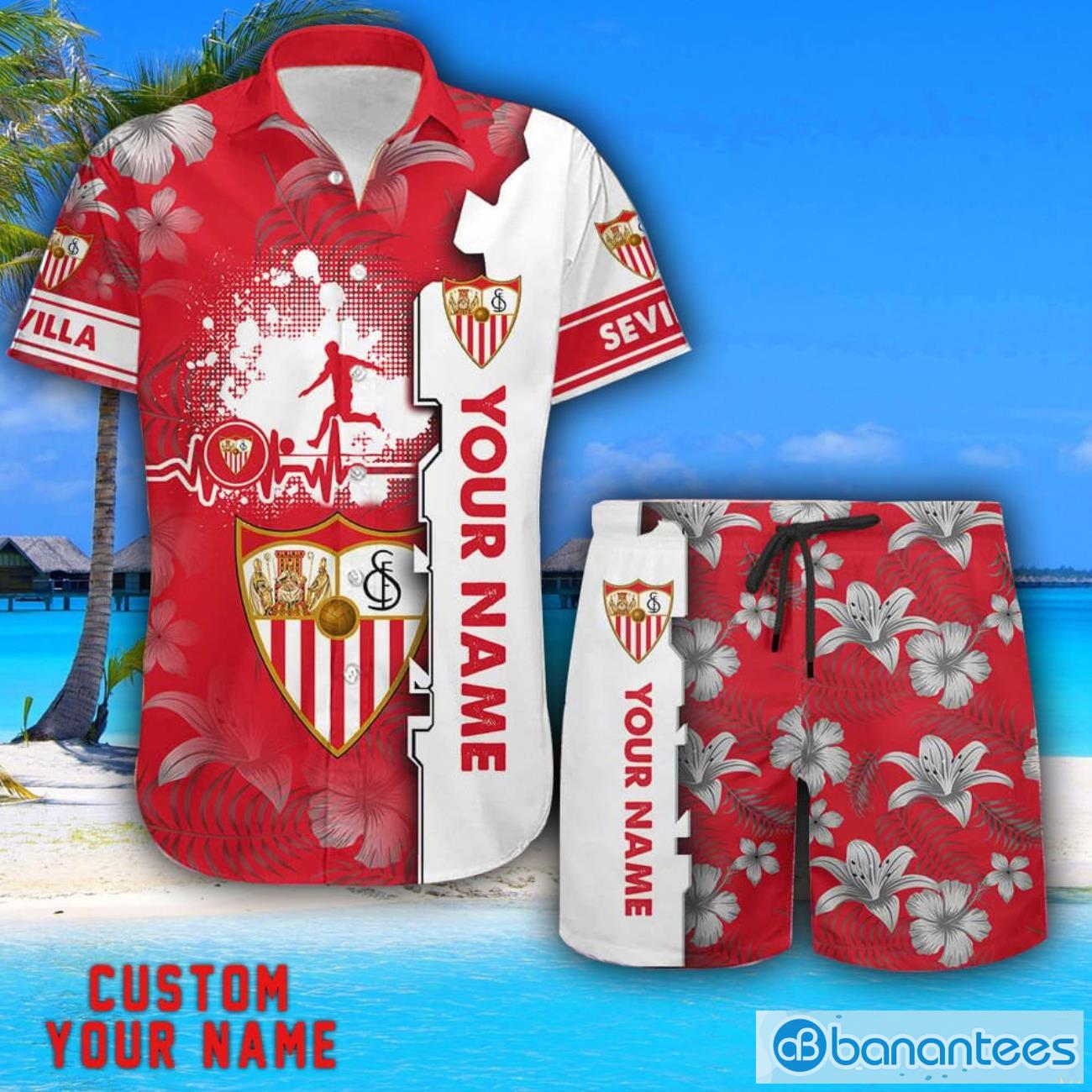 sevilla tropical combo hawaiian shirt and shorts personalized name for fans image Sevilla Tropical Combo Hawaiian Shirt And Shorts Personalized Name For Fans Product Photo 1
