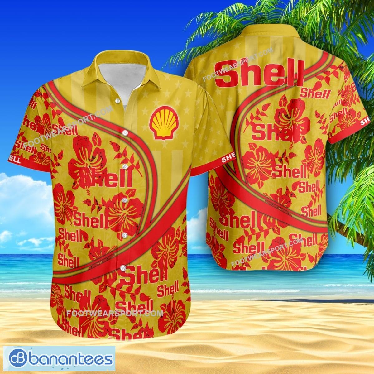 Shell Limited Edition Brand New Beach Hawaiian Shirt Flag USA Hibiscus ...