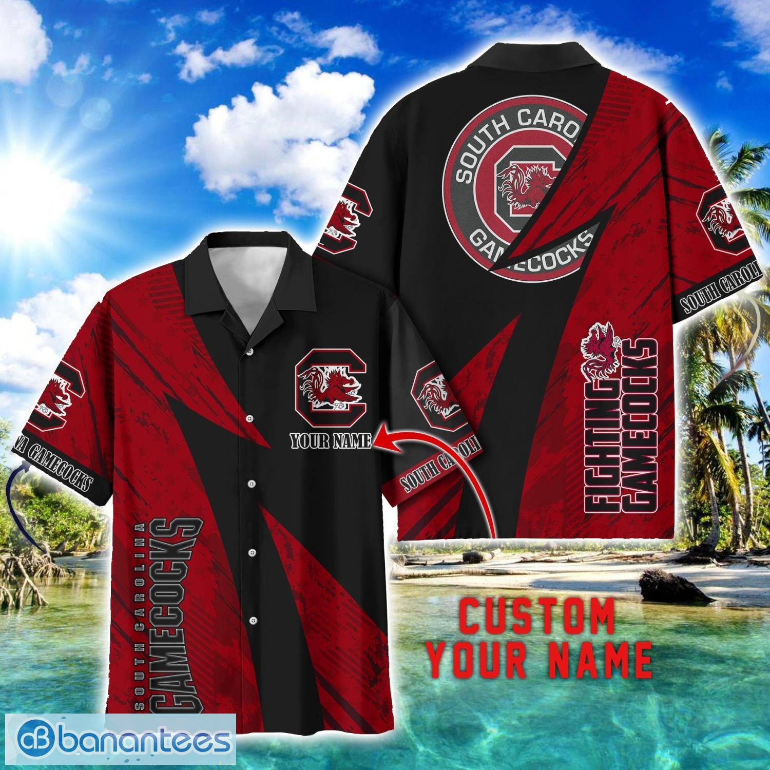 south carolina gamecocks aop hawaiian shirt beach summer shirt personalized name for fans image South Carolina Gamecocks AOP Hawaiian Shirt Beach Summer Shirt Personalized Name For fans Product Photo 1