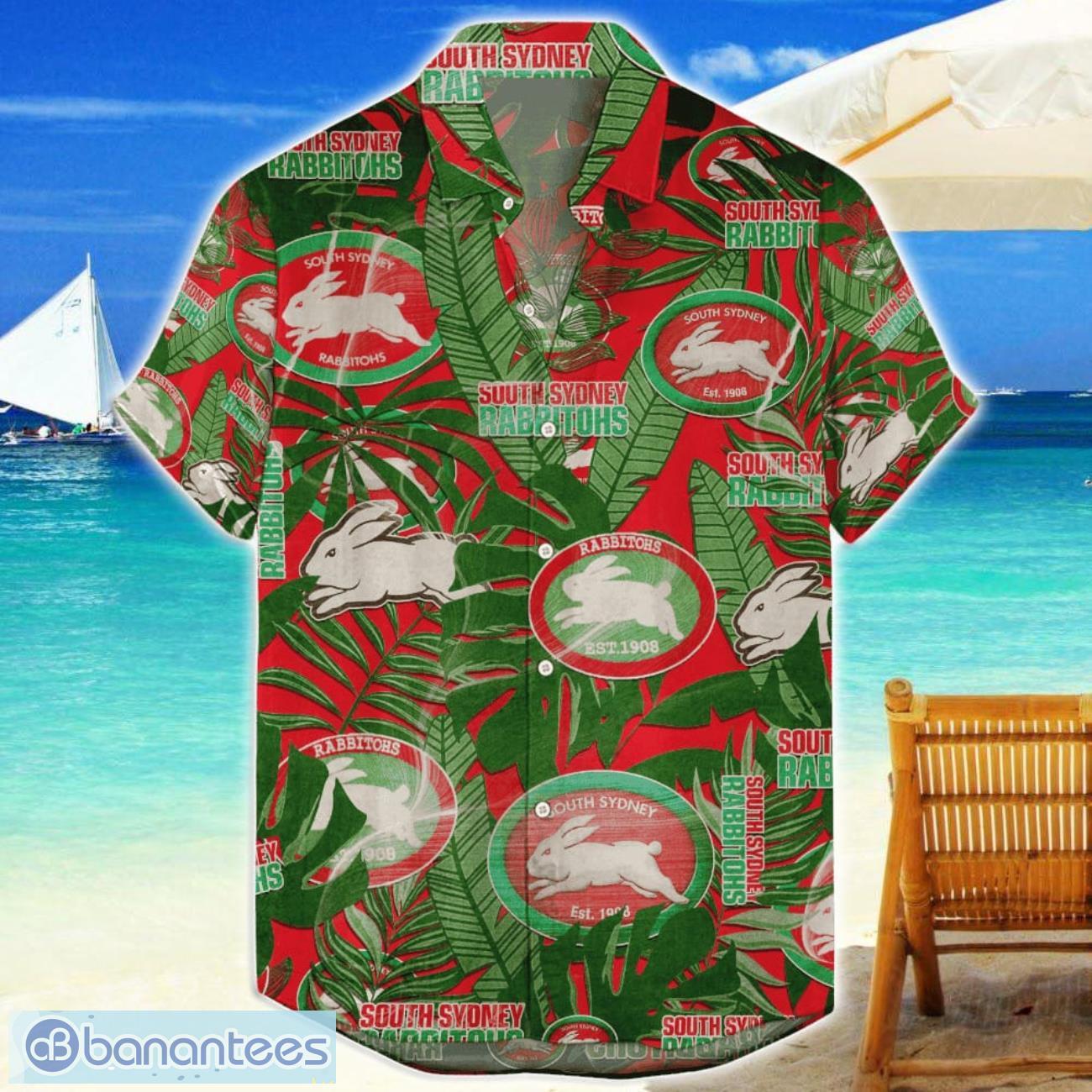 south sydney rabbitohs hawaiian retro logo revolution nrl fans gift for men and women image South Sydney Rabbitohs Hawaiian Retro Logo Revolution NRL Fans Gift For Men And Women Product Photo 1