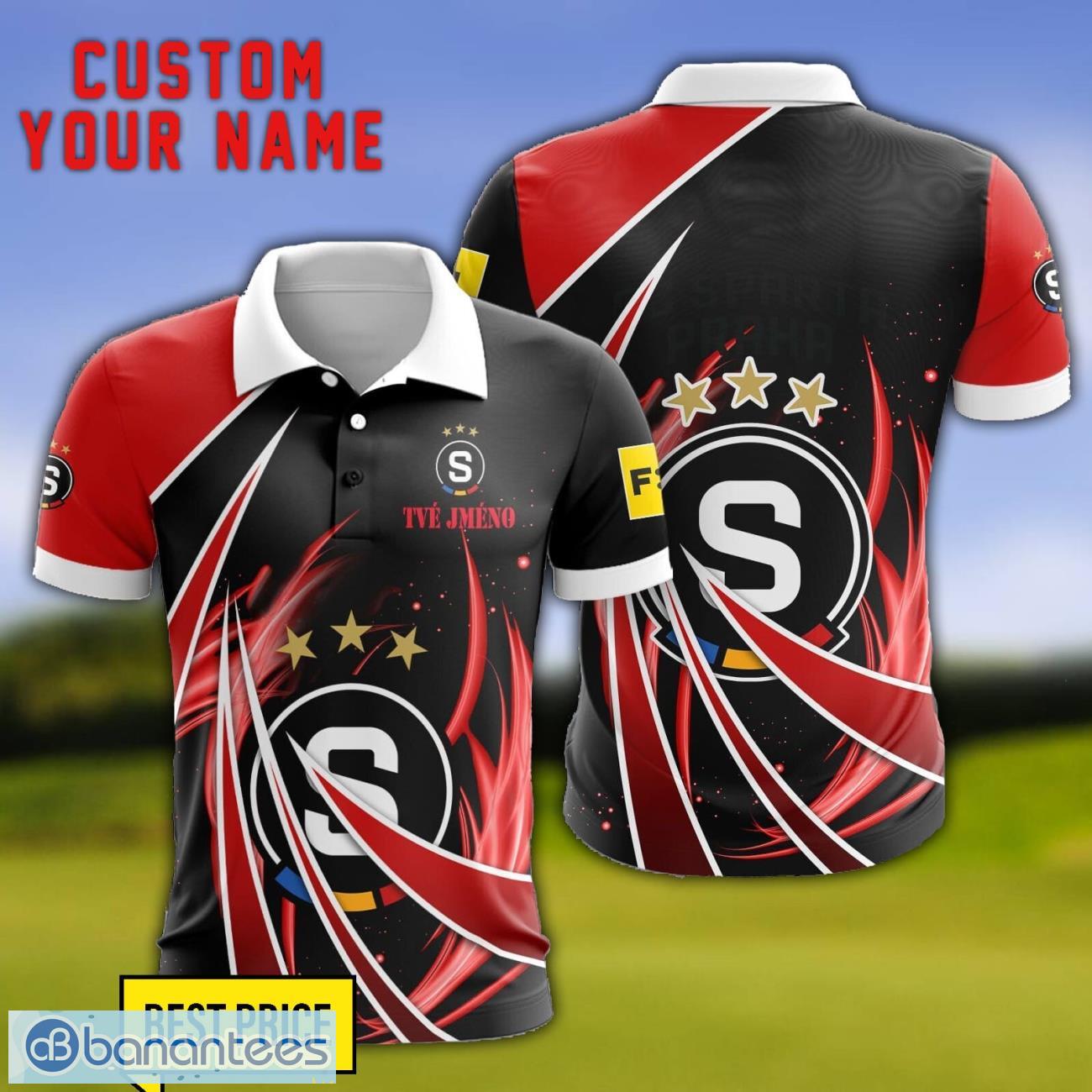 sparta prague personalized name 3d polo shirt gift for sport golf lover image Sparta Prague Personalized Name 3D Polo Shirt Gift For Sport Golf Lover Product Photo 1