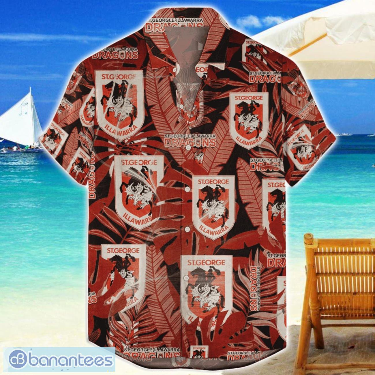 st george illawarra dragons hawaiian retro logo revolution nrl fans gift for men and women image St George Illawarra Dragons Hawaiian Retro Logo Revolution NRL Fans Gift For Men And Women Product Photo 1